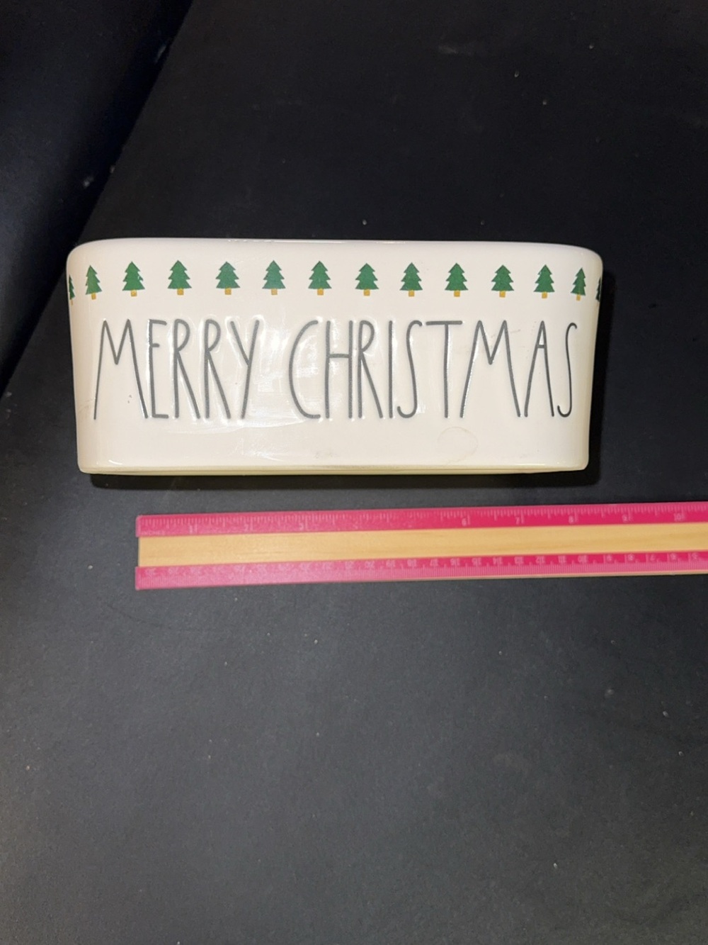 Rae Dunn ceramic dish bowl Christmas holiday seasonal MERRY CHRISTMAS trees